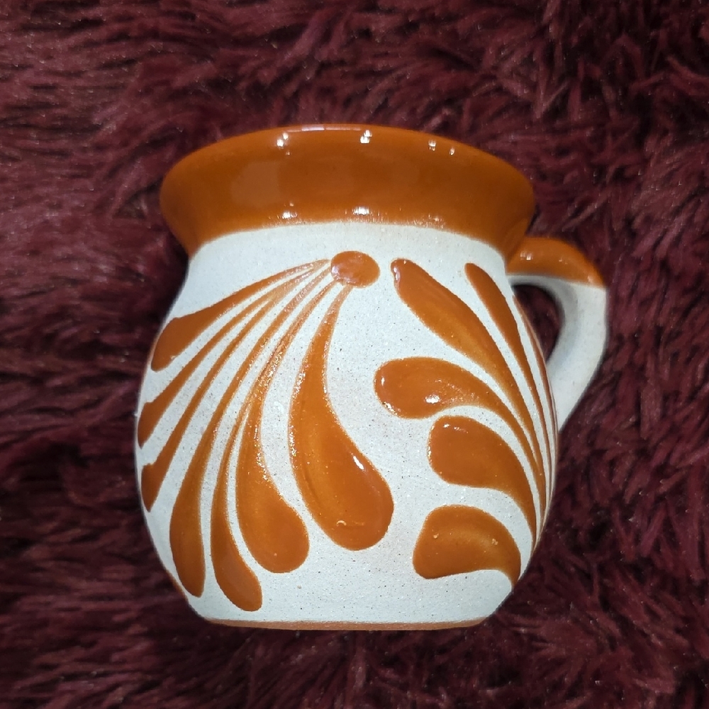 Ceramic Mug With Brown Orange Accents Each Cafe Talavera Taza Ceramica Each